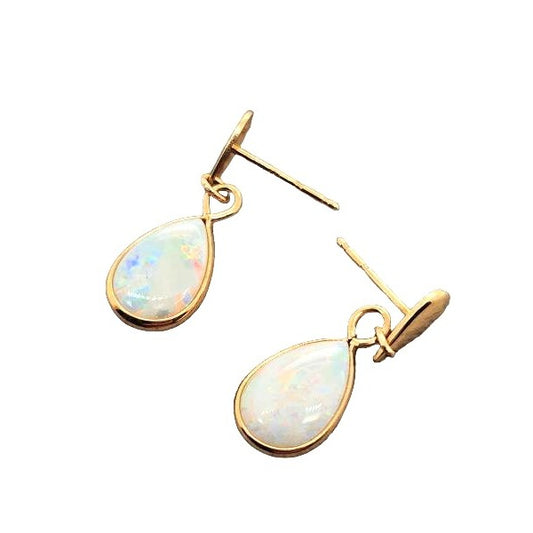 14kt Yellow Gold 8x6MM Opal Earrings