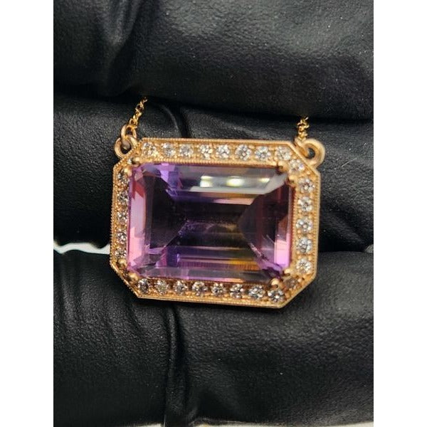 14kt Yellow Gold 11.64 ctw Ametrine and .30 ctw Diamond Pendant