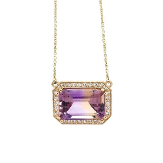 14kt Yellow Gold 11.64 ctw Ametrine and .30 ctw Diamond Pendant