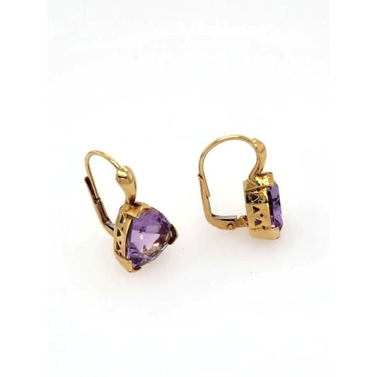 14kt Yellow Gold 11x10.5MM Trillion Cut Earrings