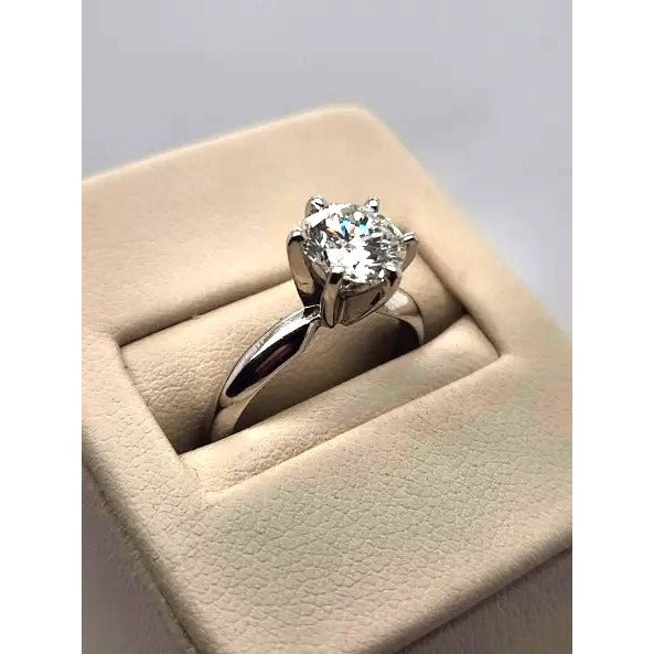 Platinum Solitaire "Tiffany Inspired" Natural Diamond Ring - VS1 Clarity - H Color - Size 5 1/8th