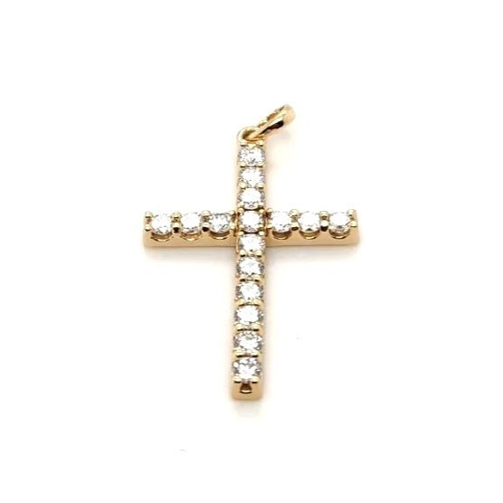 14kt Yellow Gold 1 Carat Lab Grown Diamond Cross - 30x22MM