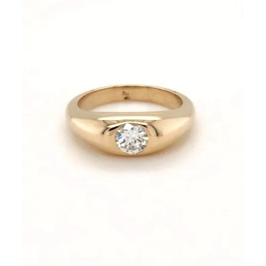 14kt Yellow Gold .56 ctw Round Diamond Gypsy Ring - Size 6 1/2