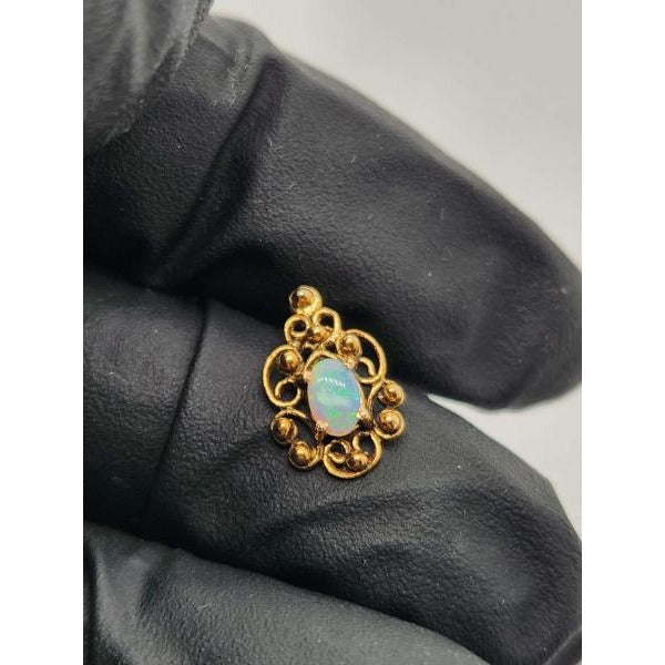 14kt Antiqued Yellow Gold Fancy Beaded Opal Pendant
