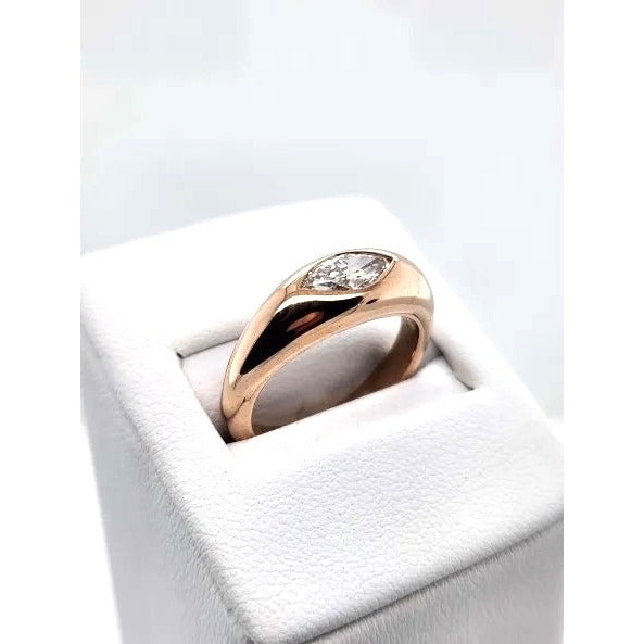 14kt Rose Gold .61 ctw Marquise Cut Gypsy Ring - Size 7