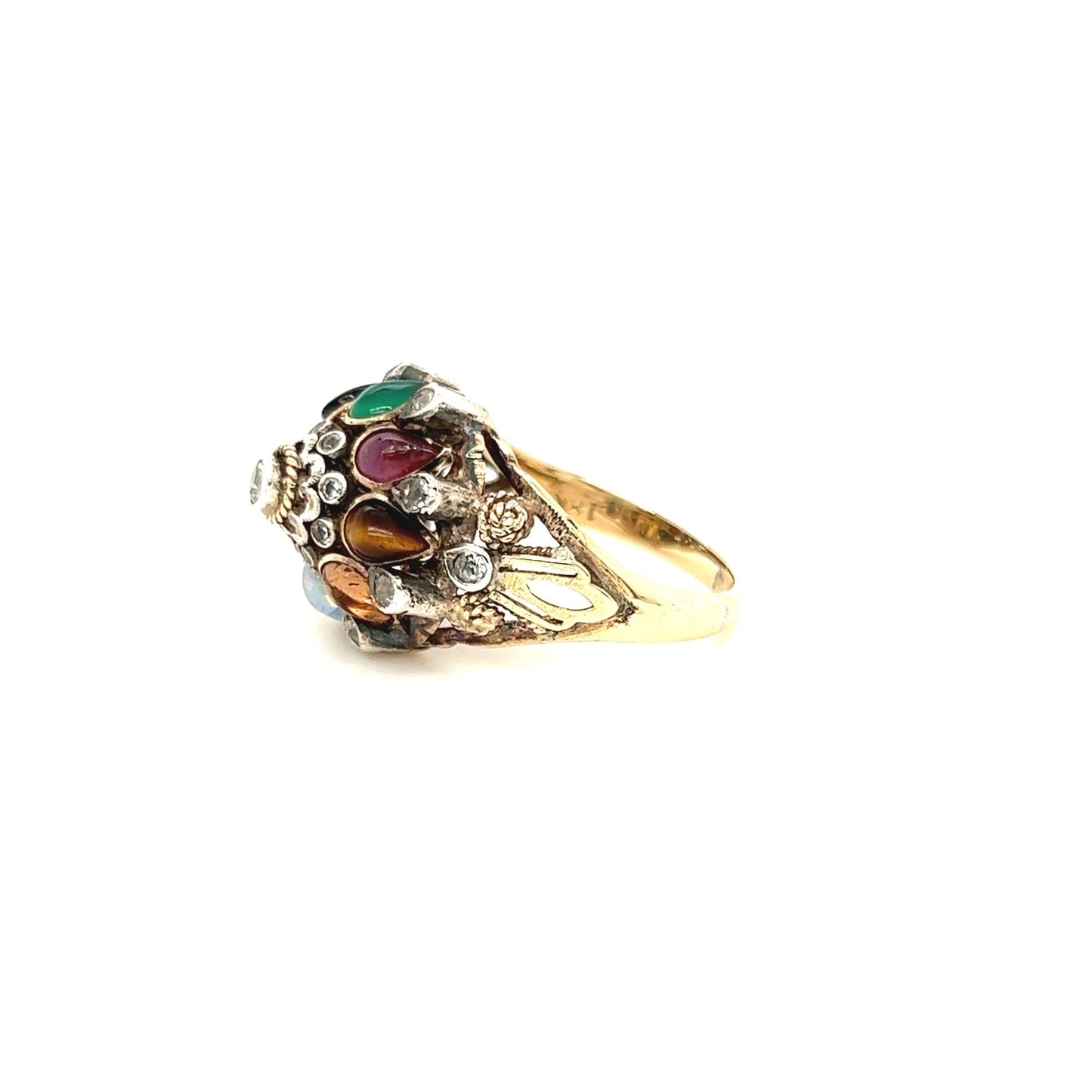 18kt Gold Indian Princess Ring w/ Gem Cabochons
