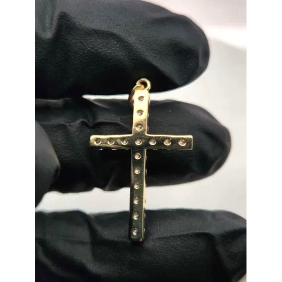 14kt Yellow Gold 1 Carat Lab Grown Diamond Cross - 30x22MM