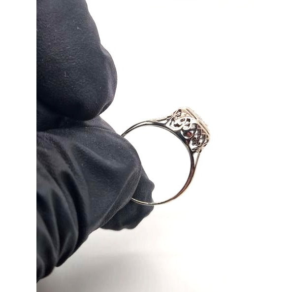14kt White Gold Vintage Filagree .53 ctw Diamond Ring - Size 5 3/4