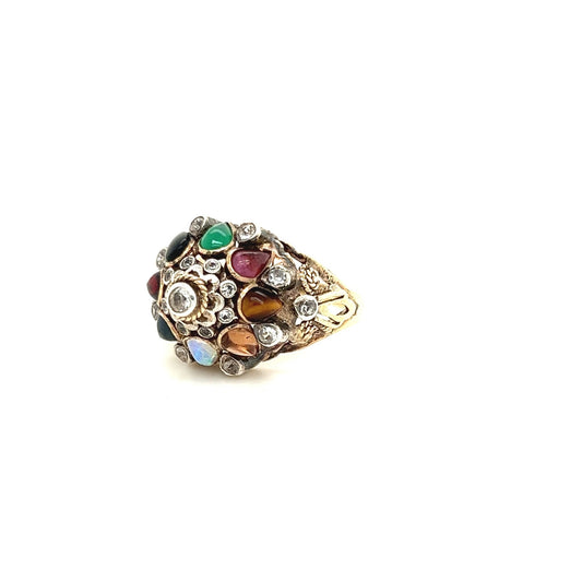 18kt Gold Indian Princess Ring w/ Gem Cabochons