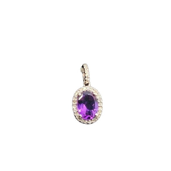 14kt White Gold 1.95 ctw Amethyst Pendant w/ 1/4 ctw Diamond Accents - 16 Inch