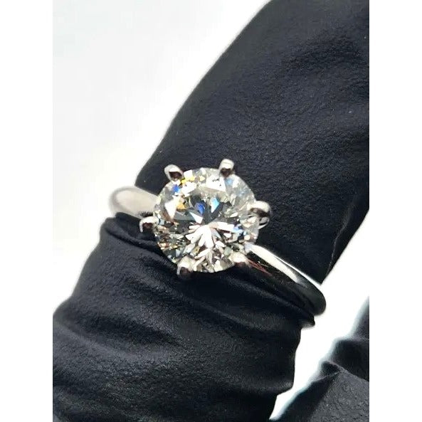 Platinum Solitaire "Tiffany Inspired" Natural Diamond Ring - VS1 Clarity - H Color - Size 5 1/8th