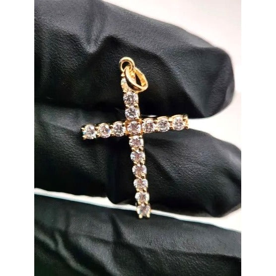 14kt Yellow Gold 1 Carat Lab Grown Diamond Cross - 30x22MM
