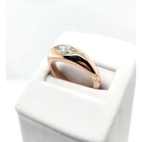 14kt Rose Gold .61 ctw Marquise Cut Gypsy Ring - Size 7
