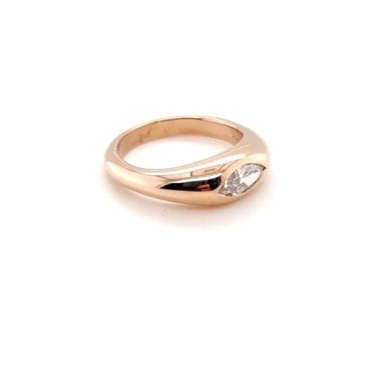 14kt Rose Gold .61 ctw Marquise Cut Gypsy Ring - Size 7