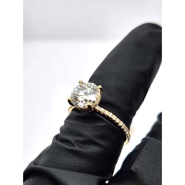 14kt Yellow Gold Lab Grown VS1 F Color 2ct. Diamond Engagement Ring w/ Accents - Size 6 3/4