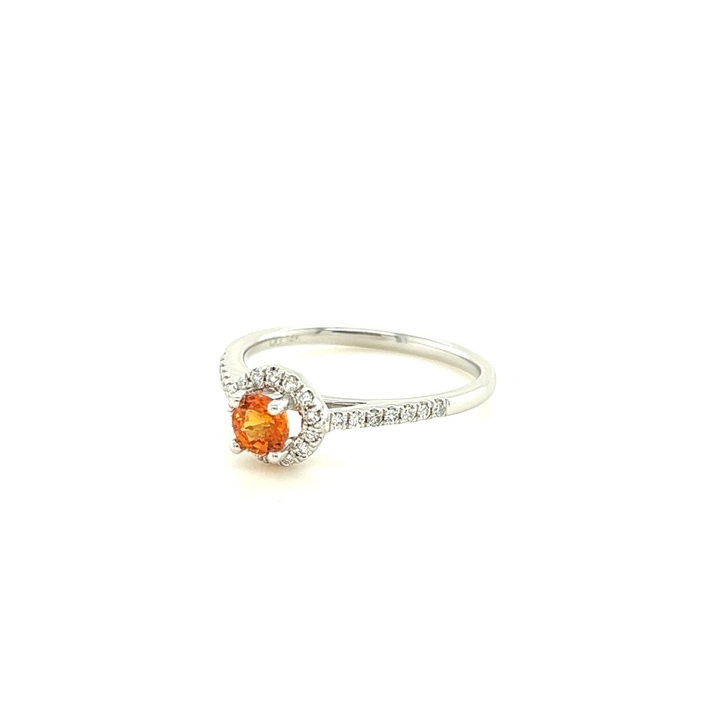 14kt White Gold Spessartite Ring w/ Diamond Accents