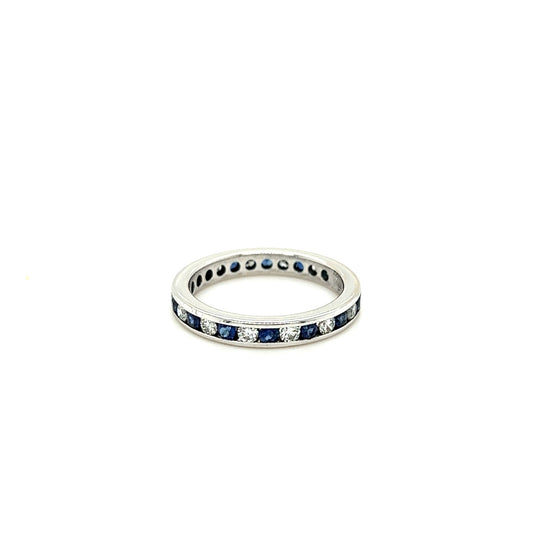 14kt White Gold Sapphire & Diamond Eternity Band