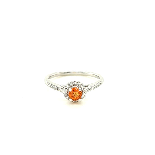 14kt White Gold Spessartite Ring w/ Diamond Accents