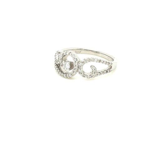 14kt White Gold Swirl Designed Diamond Accented Ring