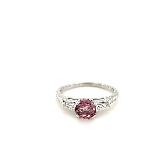 14kt Pink Tourmaline w/ Baguette Cut Diamonds