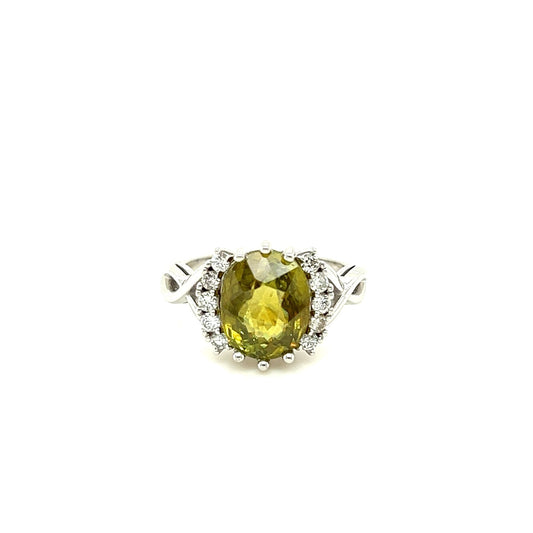 14kt White Gold Titanite Ring w/ Round Diamond Accents