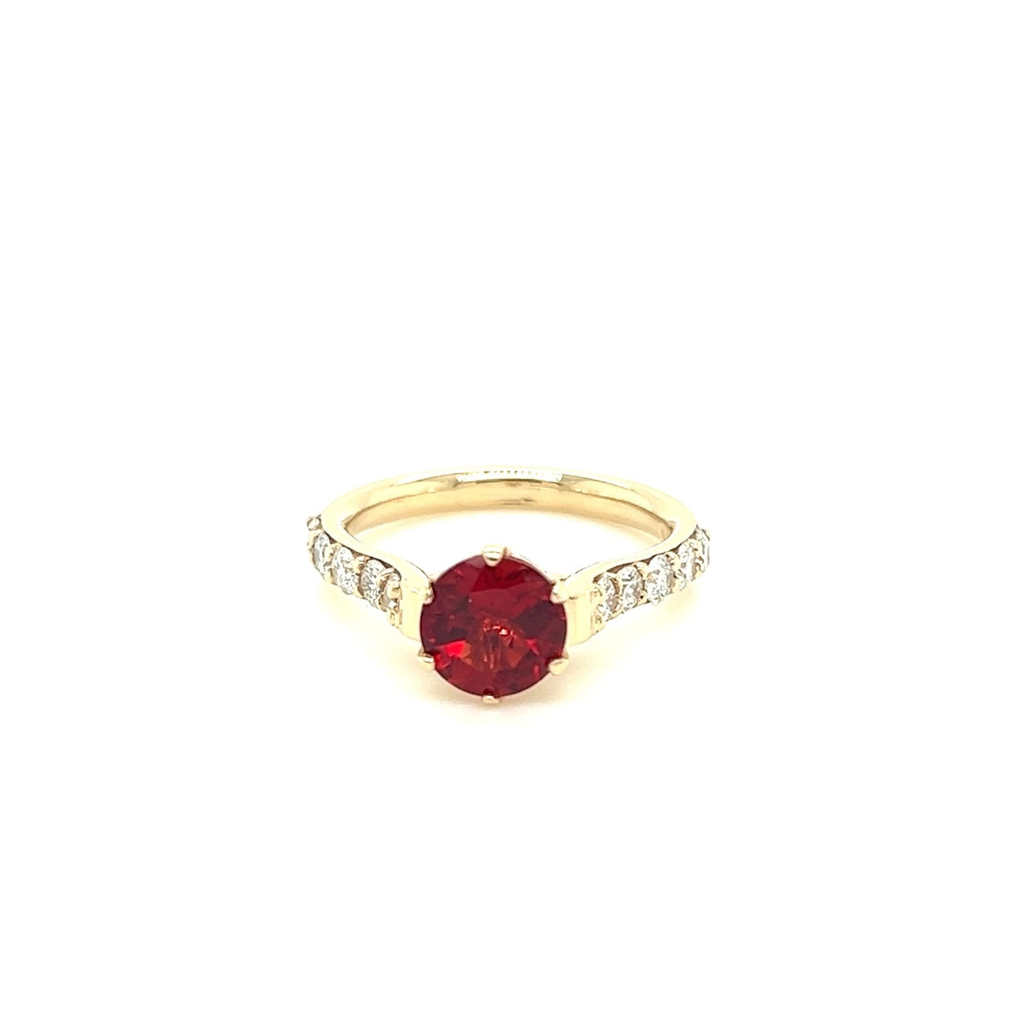 14kt Yellow Gold Red Labradorite Ring w/ Diamond Accents
