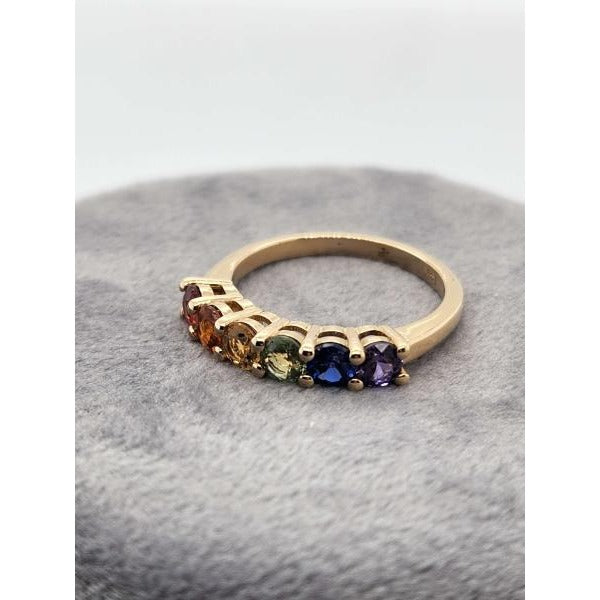 14kt Yellow Gold Rainbow Sapphire Ring - 1.2ctw Sapphires