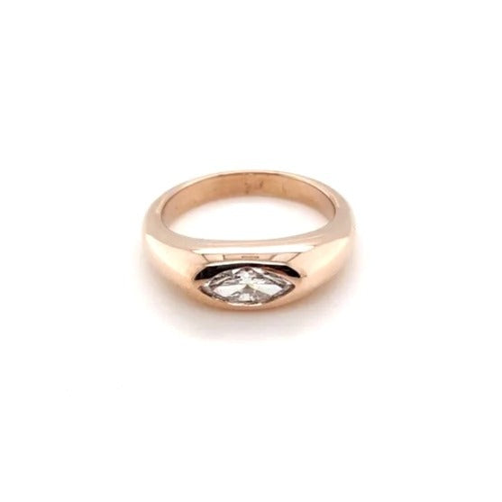 14kt Rose Gold .61 ctw Marquise Cut Gypsy Ring - Size 7