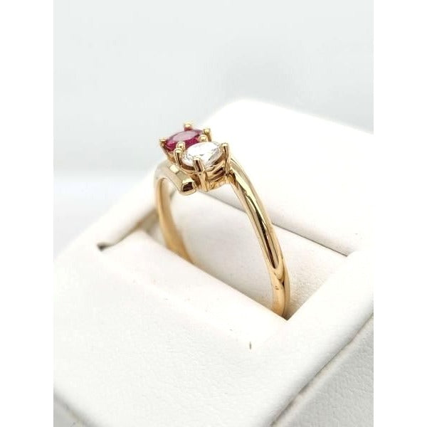 14kt Yellow Gold .28ctw Ruby and .30 ctw Diamond 2 Stone Ring