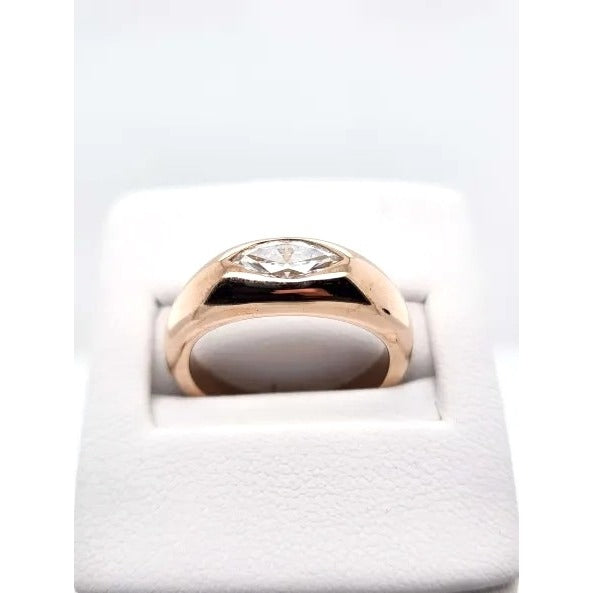 14kt Rose Gold .61 ctw Marquise Cut Gypsy Ring - Size 7