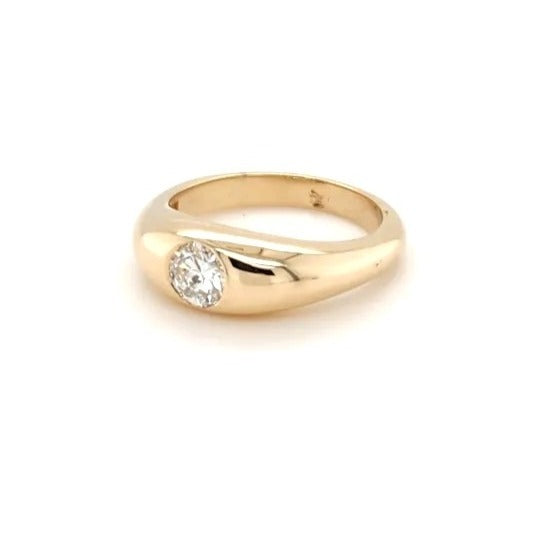 14kt Yellow Gold .56 ctw Round Diamond Gypsy Ring - Size 6 1/2