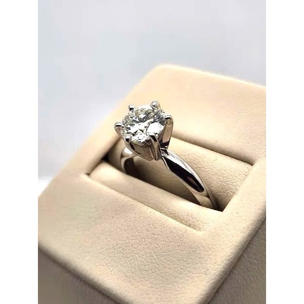 Platinum Solitaire "Tiffany Inspired" Natural Diamond Ring - VS1 Clarity - H Color - Size 5 1/8th