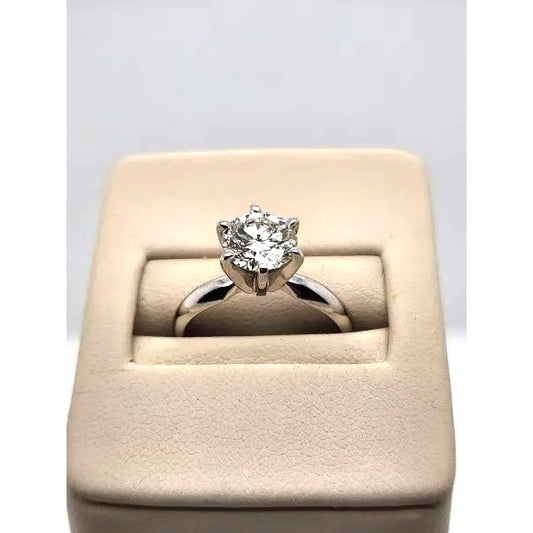 Platinum Solitaire "Tiffany Inspired" Natural Diamond Ring - VS1 Clarity - H Color - Size 5 1/8th