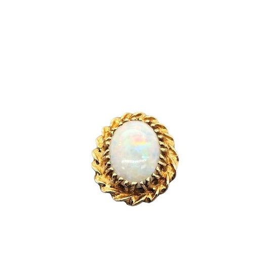 14kt Yellow Gold Twisted Rope Opal Pendant