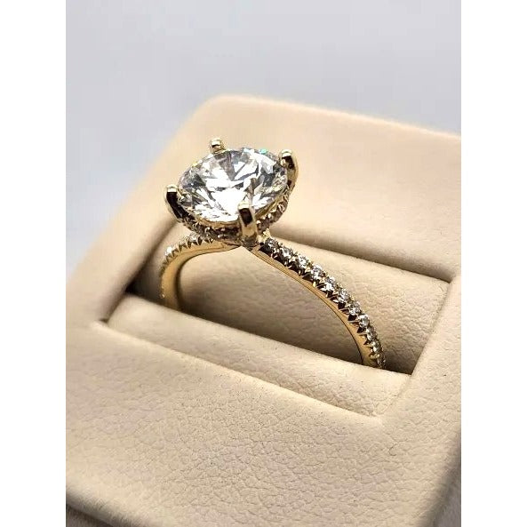 14kt Yellow Gold Lab Grown VS1 F Color 2ct. Diamond Engagement Ring w/ Accents - Size 6 3/4
