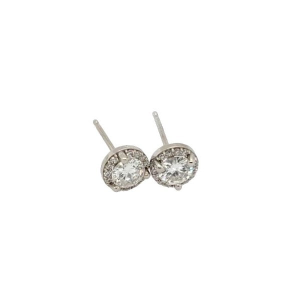 14kt White Gold 1/3ct Center Stone Studs - .74ctw Total