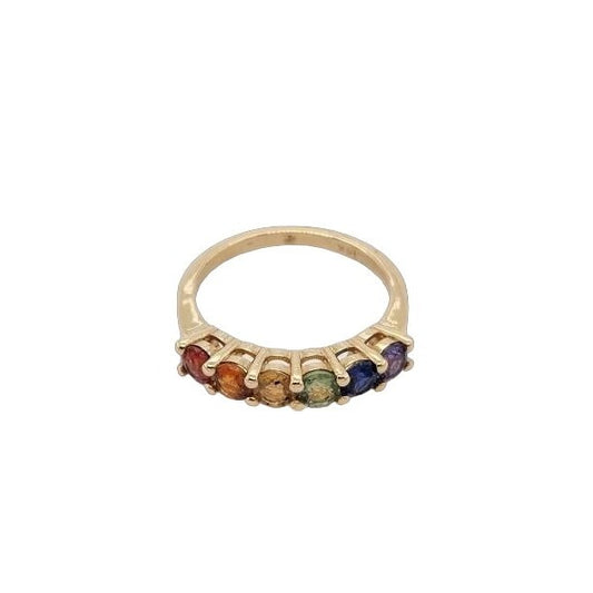 14kt Yellow Gold Rainbow Sapphire Ring - 1.2ctw Sapphires