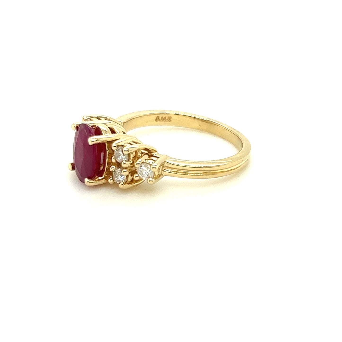 14kt Yellow Gold Ruby Ring w/ Diamond Accents