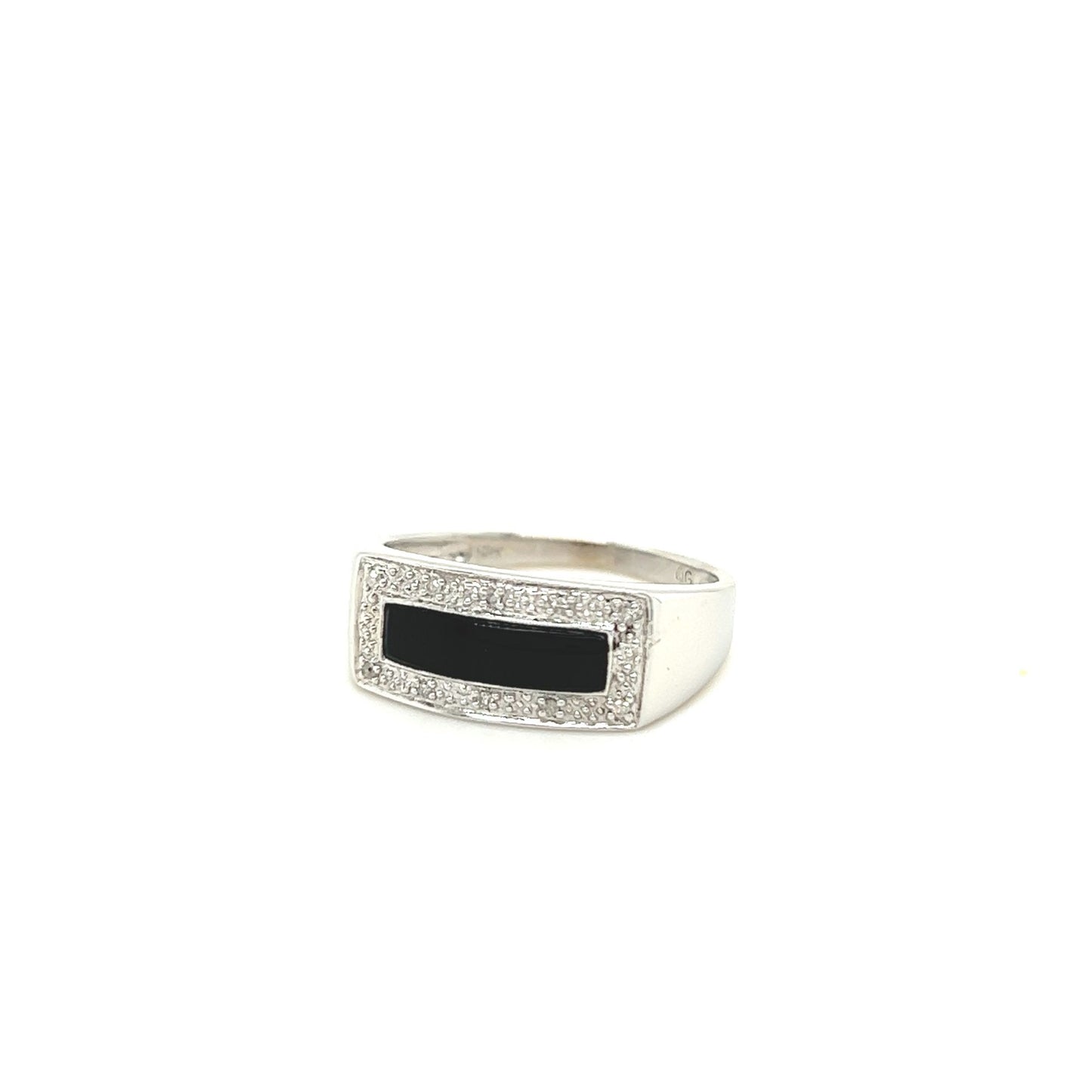 14kt White Gold Black Onyx & Diamond Ring