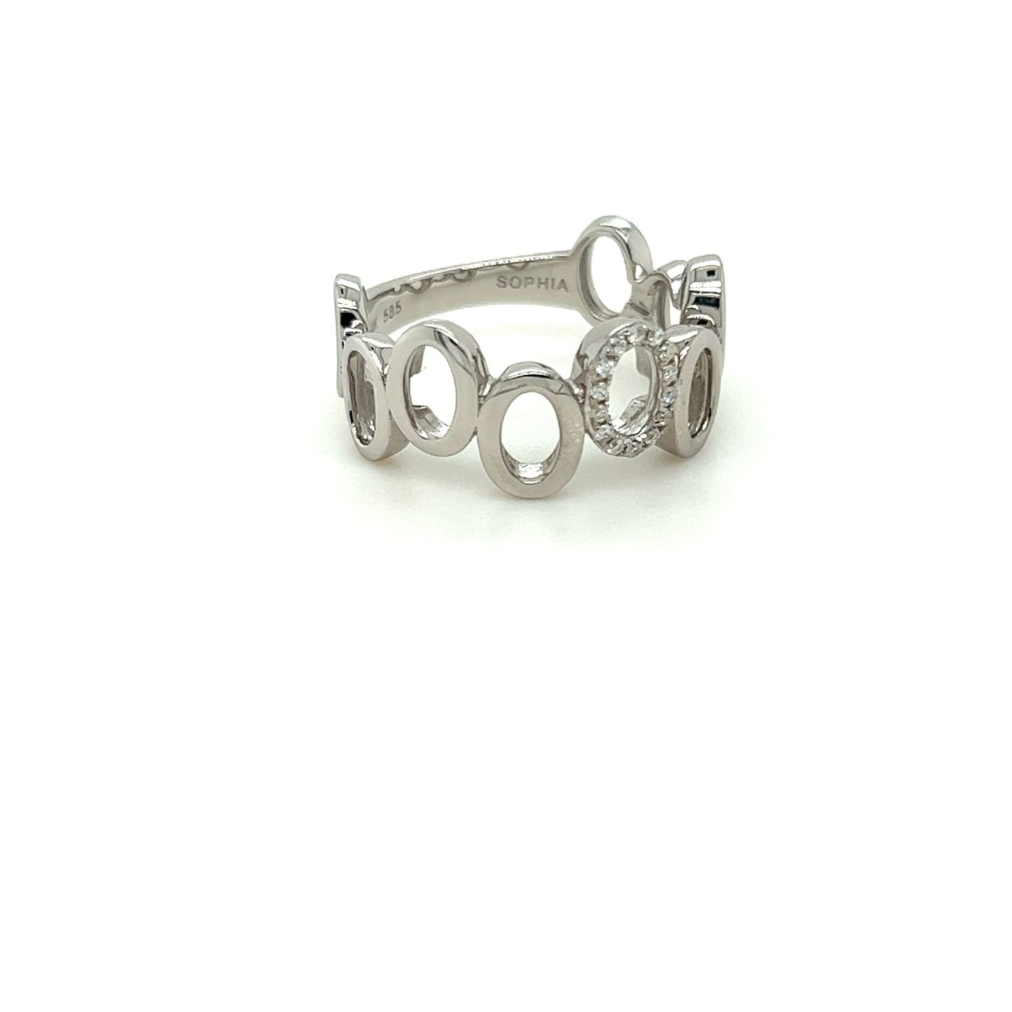 14kt White Gold "O" Ring with Diamond Accents