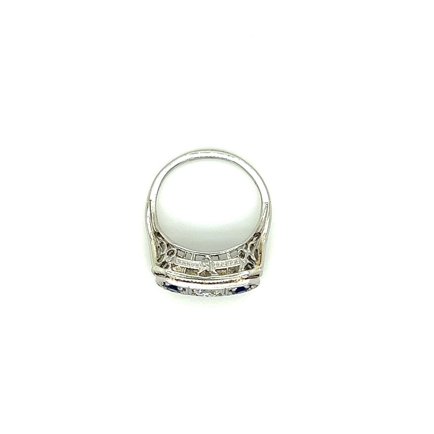Platinum Three Stone Ring (Diamond and Sapphire)