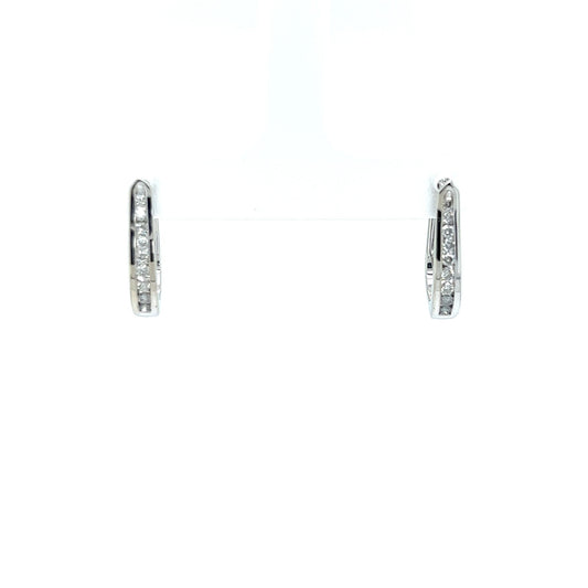 14kt White Gold Natural Diamond Huggies Earrings