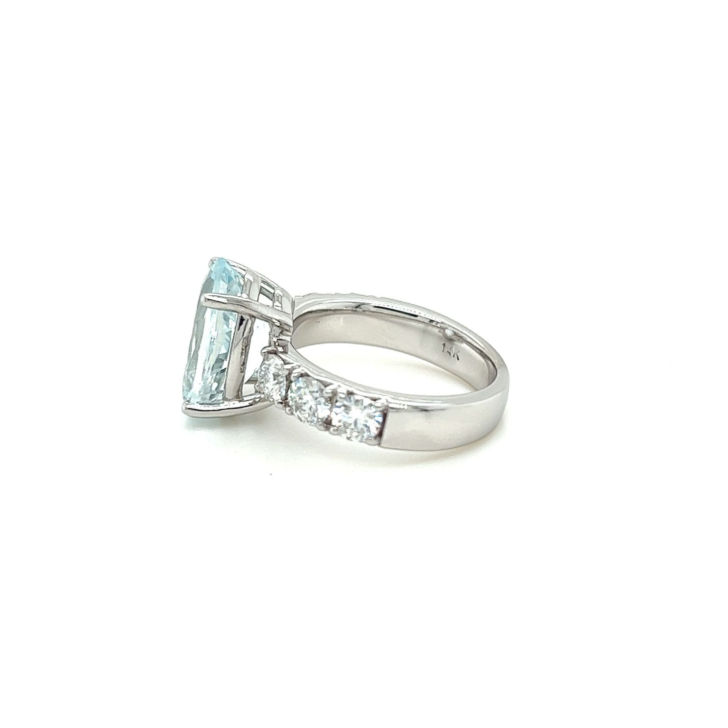 14kt White Gold Aquamarine & Moissanite Ring (Can be sized to fit)