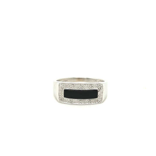 14kt White Gold Black Onyx & Diamond Ring