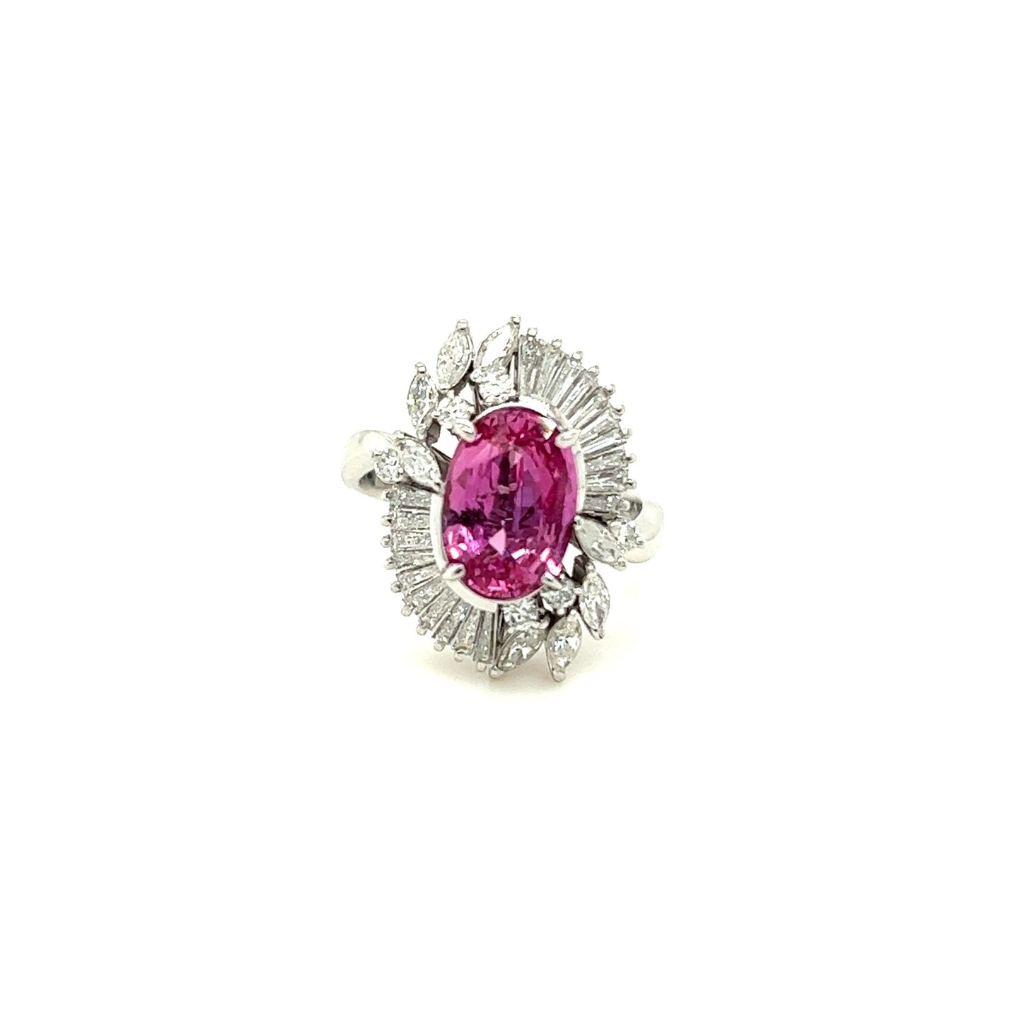 Platinum & Pink Sapphire Fancy Ring w/ Diamond Accents
