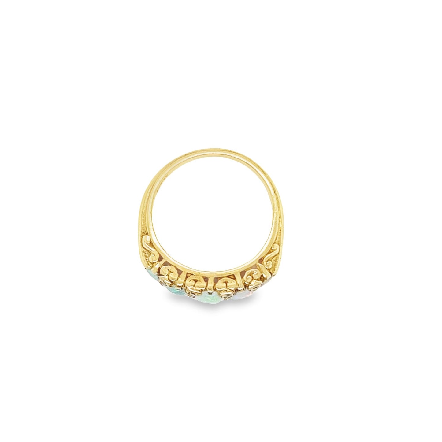 Vintage Five Opal & Diamond 14kt Gold Ring