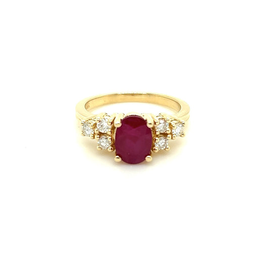 14kt Yellow Gold Ruby Ring w/ Diamond Accents