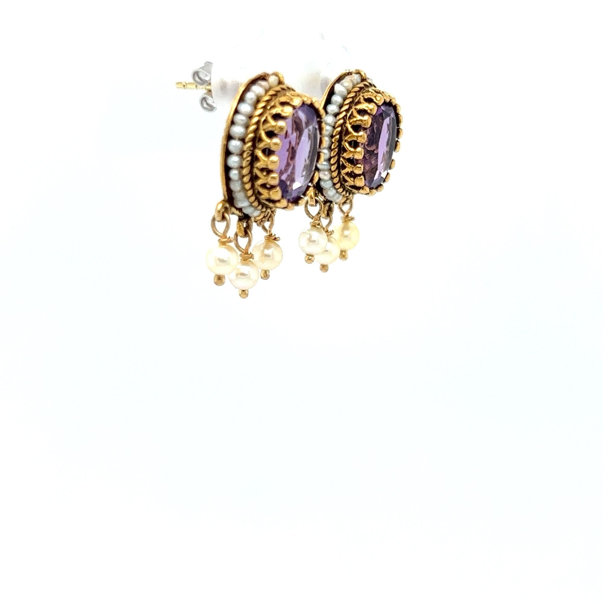BOWERHAUS | Duchess Shell Pearl Earrings – Amethyst