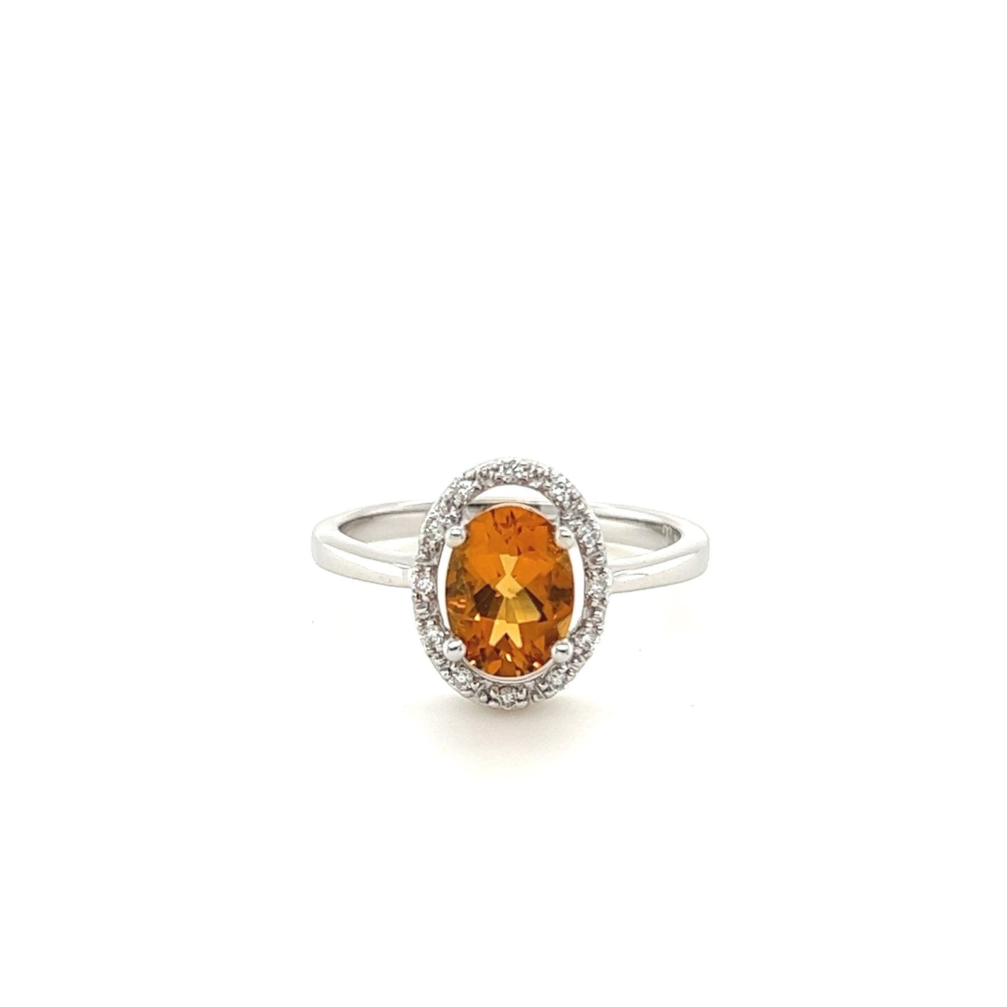14kt White Gold Citrine Halo Ring w/ Diamond Accents