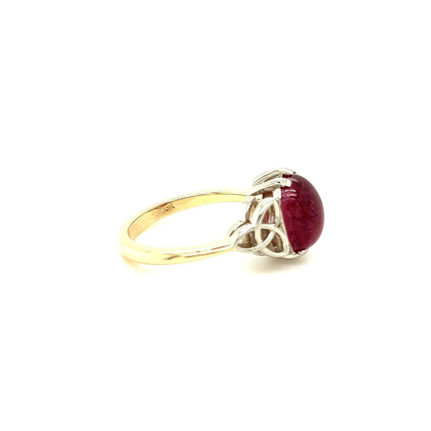 14kt Yellow Gold Two Tone Love Knotted Pink Tourmaline Ring